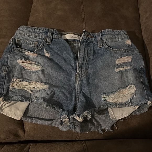 KanCan Blue Distressed Jean Shorts - Picture 1 of 2